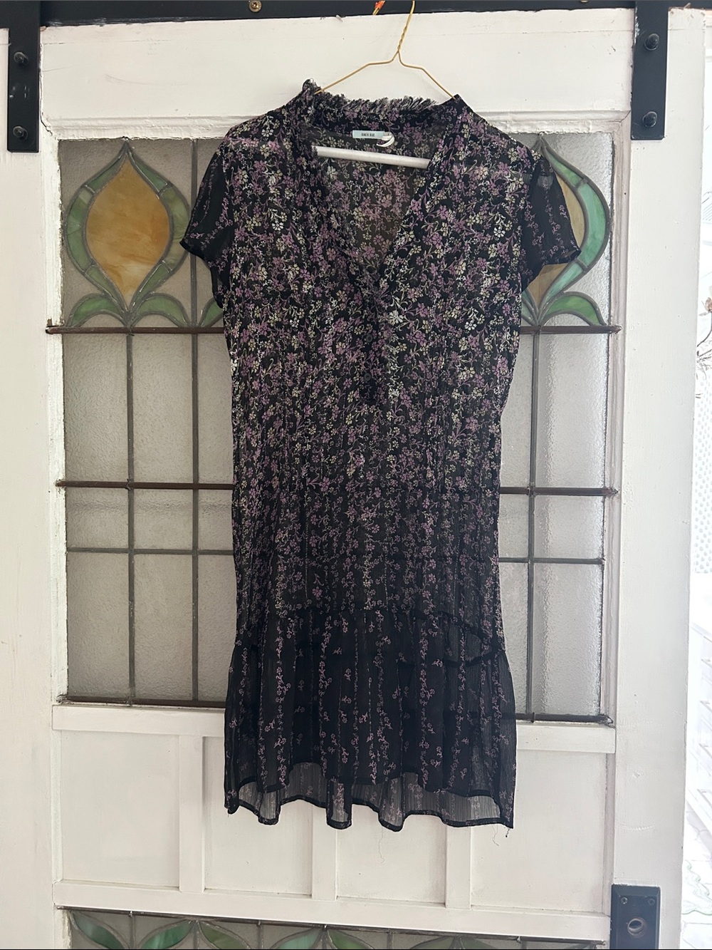 Kimchi Blue Black Dress with Lilac Floral Print